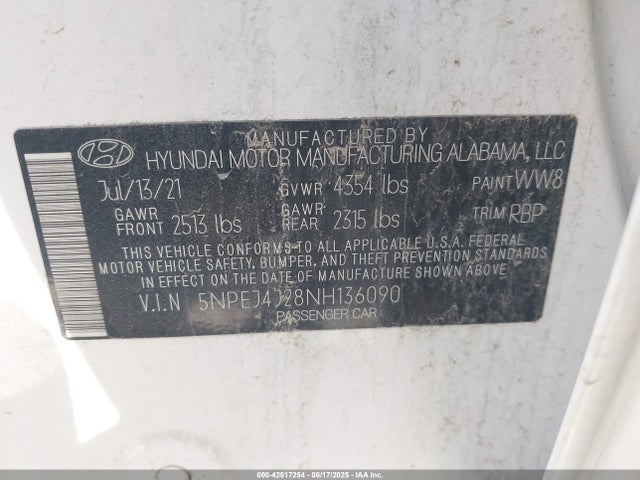 5NPEJ4J28NH136090 Hyundai t-gdi gamma ii