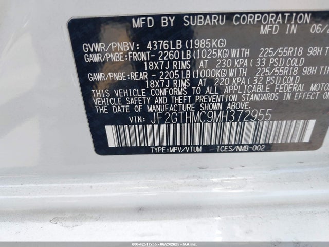 Subaru na 2021 JF2GTHMC9MH372955 Image 9