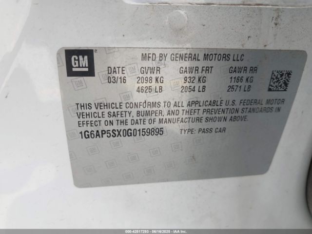 2016 CADILLAC CTS 1G6AP5SX0G0159895 Photo 8