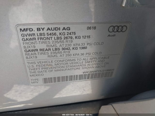 2018 AUDI Q5 WA1ANAFYXJ2199826 Photo 8