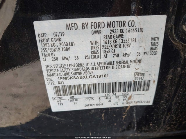 1FM5K8ABXLGA19161 Ford 2020
