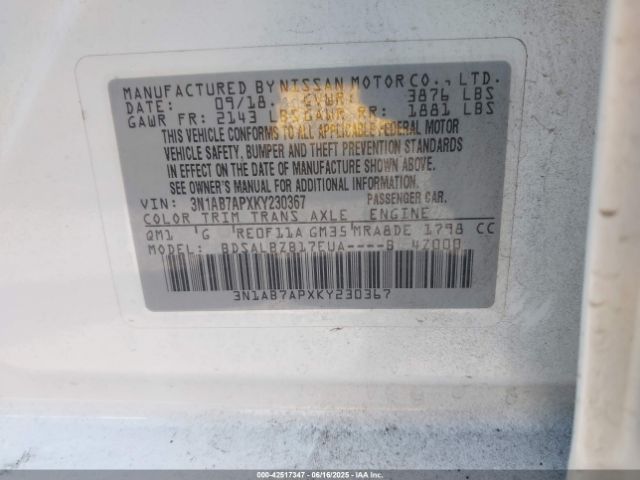 2019 NISSAN SENTRA 3N1AB7APXKY230367 Photo 8