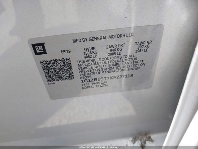 1G1ZB5ST7KF227118 Chevrolet lfv - direct injection, variable valve timing, gen 1