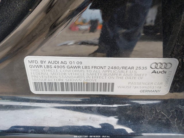 2009 AUDI A4 WAUSF78K59N053148 Photo 8