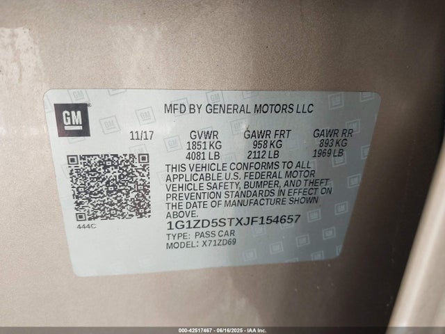 1G1ZD5STXJF154657 Chevrolet lfv - direct injection, variable valve timing, gen 1
