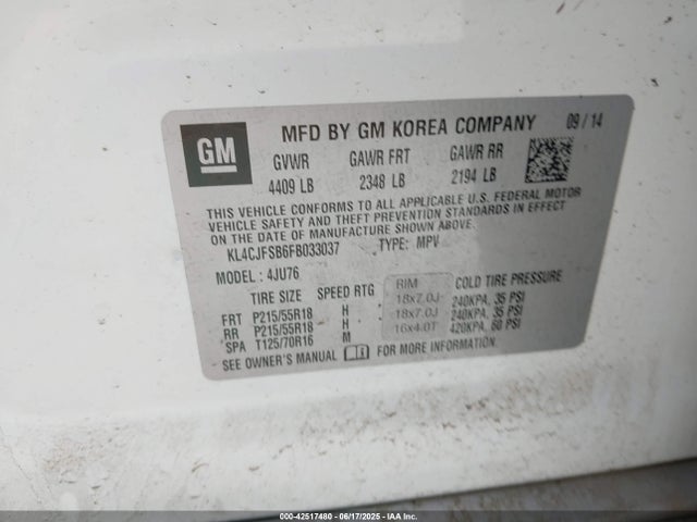 KL4CJFSB6FB033037 Buick luv