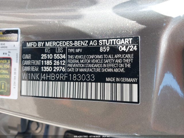 W1NKJ4HB9RF183033 Mercedes-Benz m254