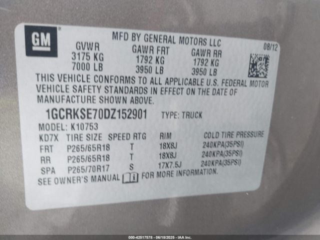 2013 CHEVROLET SILVERADO 1500 1GCRKSE70DZ152901 Photo 8