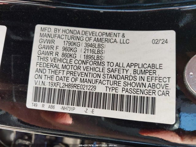 19XFL2H89RE021229 Honda k20c2