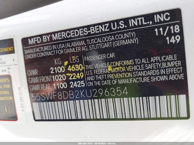 55SWF8DB2KU296354 Mercedes-Benz m264