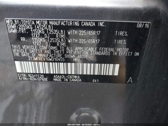 2016 TOYOTA RAV4 2T3WFREV1GW310455 Photo 8