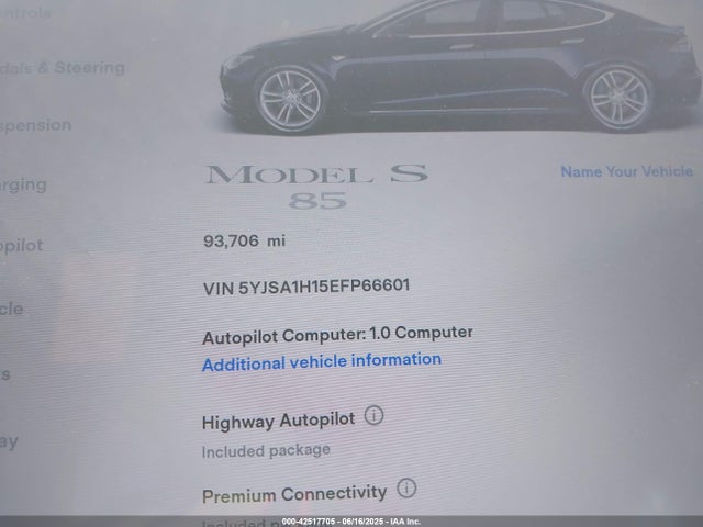 5YJSA1H15EFP66601 Tesla MODEL S