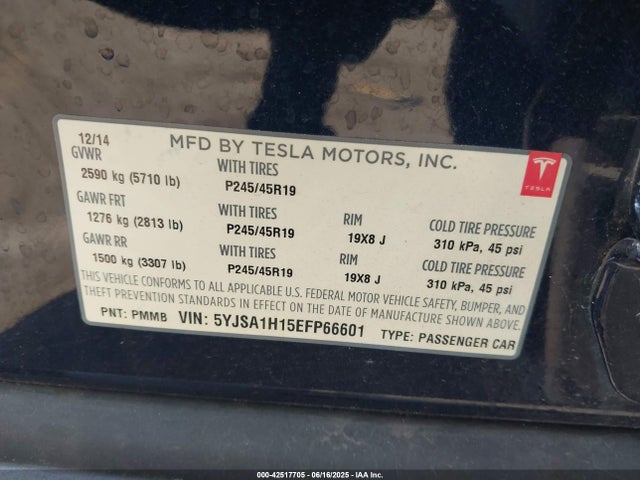 5YJSA1H15EFP66601 Tesla MODEL S