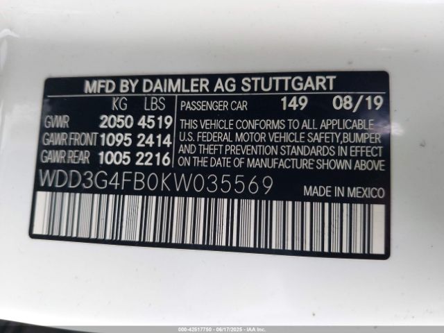 2019 MERCEDES-BENZ A 220 WDD3G4FB0KW035569 Photo 8