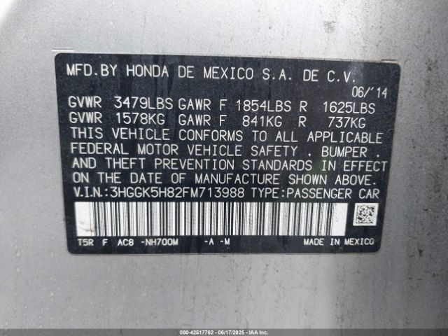 3HGGK5H82FM713988 Honda l15b1