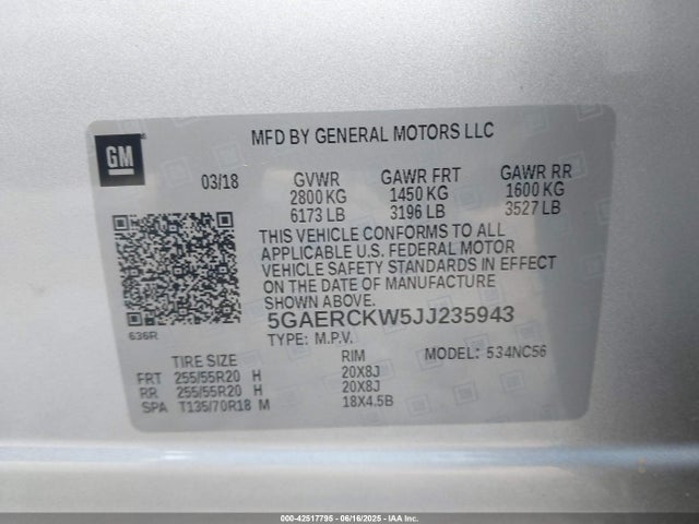 5GAERCKW5JJ235943 Buick lfy - spark ignited direct injection, atss, gen1