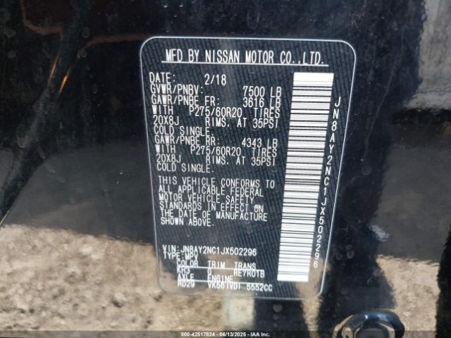 JN8AY2NC1JX502296 Nissan 2018