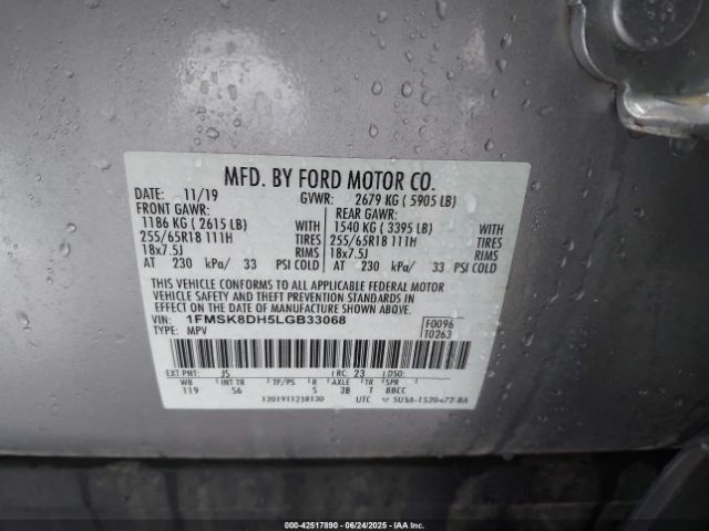 2020 FORD EXPLORER 1FMSK8DH5LGB33068 Photo 8