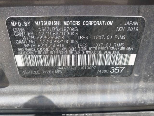 2020 MITSUBISHI OUTLANDER SPORT JA4AP3AU2LU013097 Photo 8