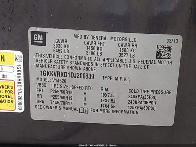 2013 GMC ACADIA 1GKKVRKD1DJ200839 Photo 8