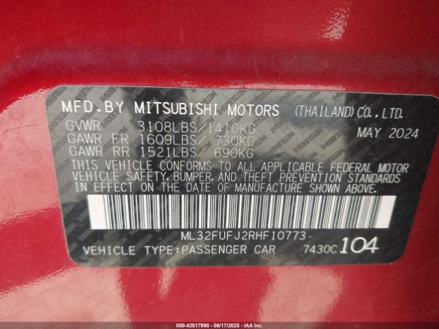 2024 MITSUBISHI MIRAGE G4 ML32FUFJ2RHF10773 Photo 8