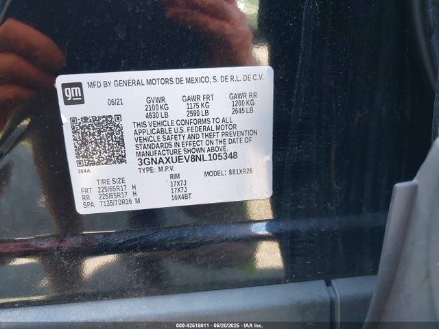 3GNAXUEV8NL105348 Chevrolet lyx