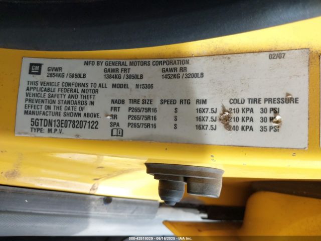 2007 HUMMER H3 SUV 5GTDN13E078207122 Photo 8
