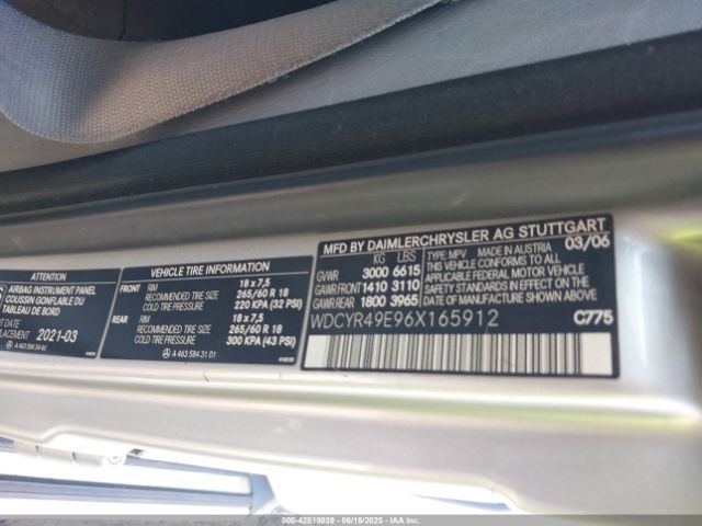 2006 MERCEDES-BENZ G 500 WDCYR49E96X165912 Photo 8