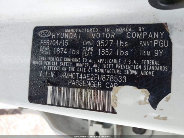 KMHCT4AE2FU878533 Hyundai dohc gdi gamma