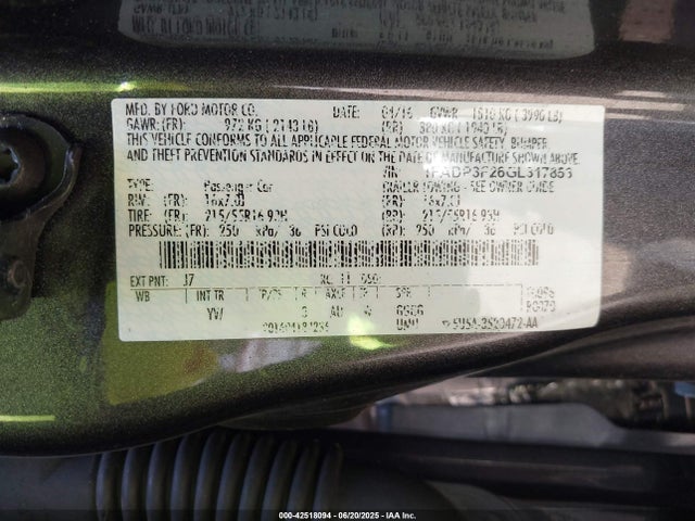 Ford 2016 2016 1FADP3F26GL317853 Image 9
