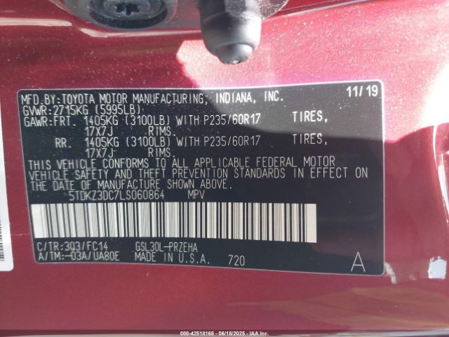 2020 TOYOTA SIENNA 5TDKZ3DC7LS060864 Photo 8
