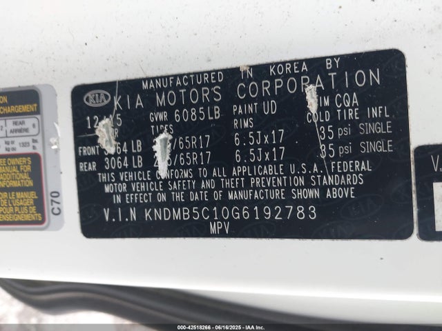 KNDMB5C10G6192783 KIA dohc gdi lambda ii