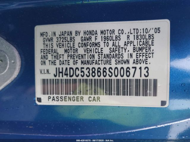 2006 ACURA RSX JH4DC53866S006713 Photo 8