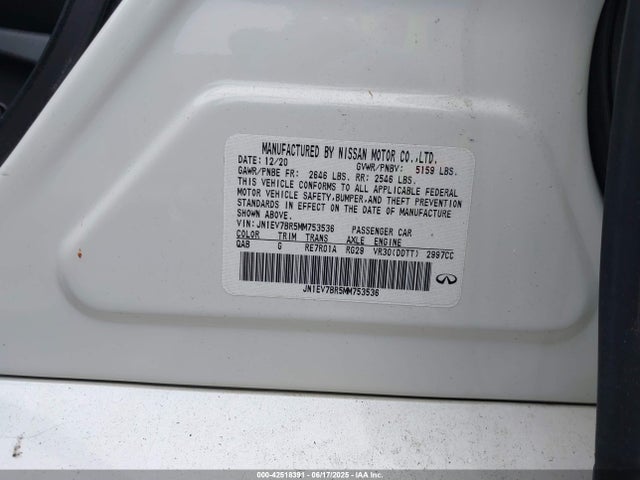Infiniti 3.0l t 2021 JN1EV7BR5MM753536 Image 9