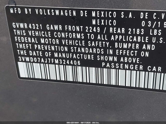 3VWD07AJ7FM324406 Volkswagen 1.8t