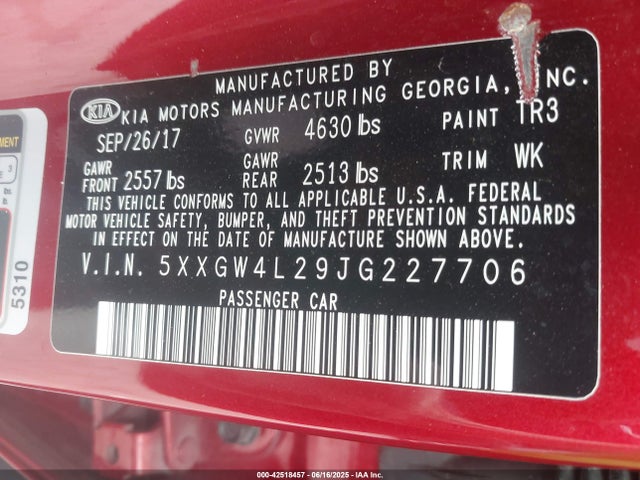 5XXGW4L29JG227706 KIA t-gdi