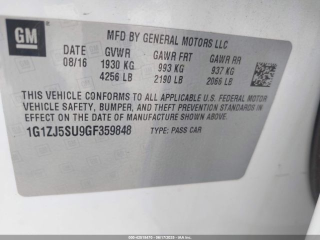 2016 CHEVROLET MALIBU HYBRID 1G1ZJ5SU9GF359848 Photo 8