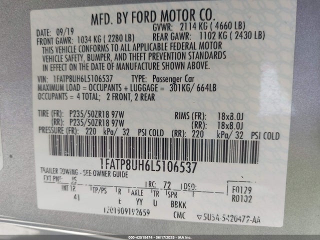 1FATP8UH6L5106537 Ford 2020