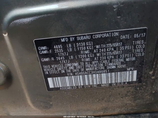 4S4BSACC3H3400851 Subaru u5
