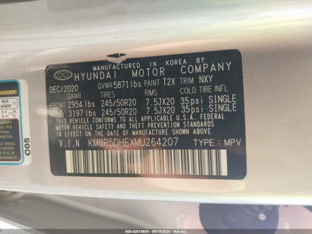 2021 HYUNDAI PALISADE KM8R5DHEXMU264207 Photo 8