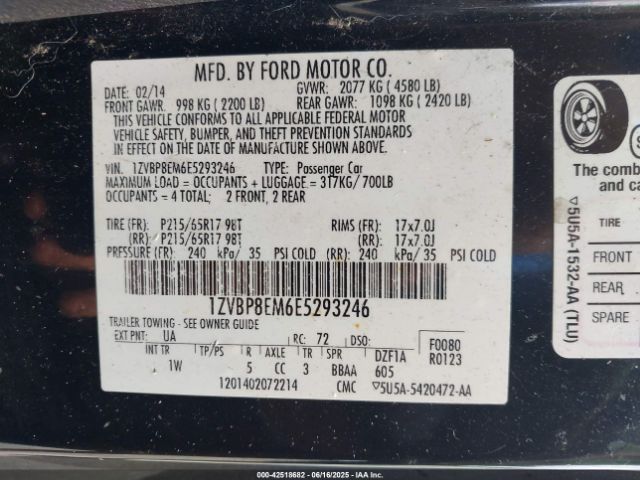 2014 FORD MUSTANG 1ZVBP8EM6E5293246 Photo 8
