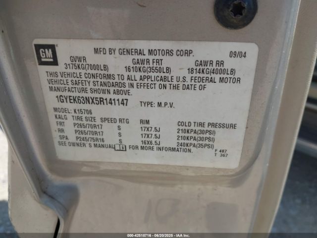2005 CADILLAC ESCALADE 1GYEK63NX5R141147 Photo 8
