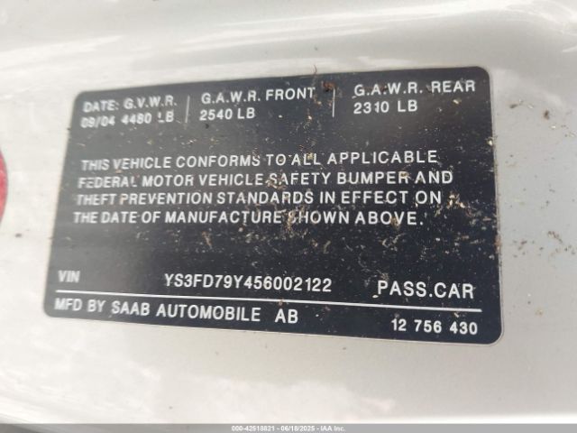 2005 SAAB 9-3 YS3FD79Y456002122 Photo 8