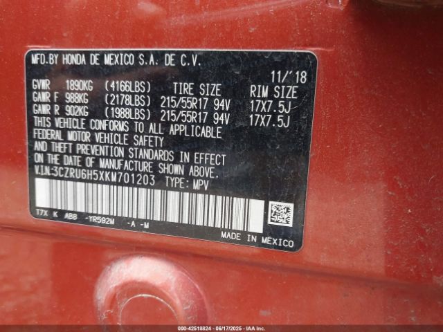 2019 HONDA HR-V 3CZRU6H5XKM701203 Photo 8