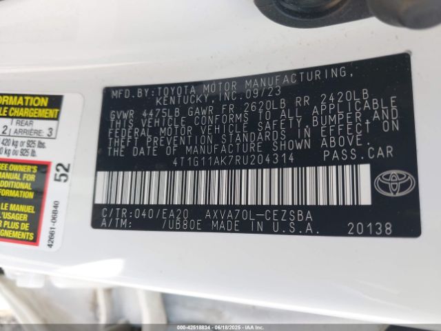 2024 TOYOTA CAMRY 4T1G11AK7RU204314 Photo 8