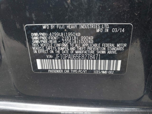 JF1GPAU65E8278471 Subaru 2014