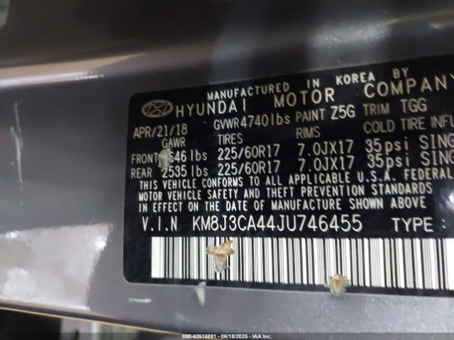 2018 HYUNDAI TUCSON KM8J3CA44JU746455 Photo 8
