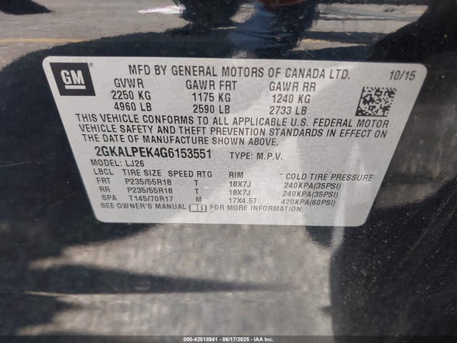 2GKALPEK4G6153551 GMC lea - e85 max, aluminum