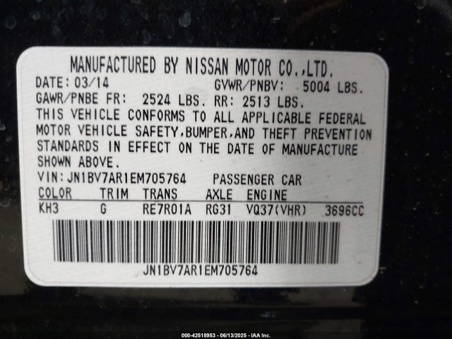JN1BV7AR1EM705764 Infiniti Q50 SPORT