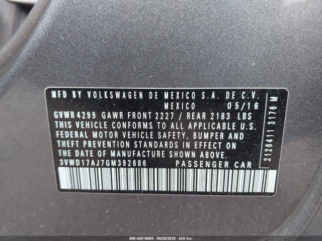 3VWD17AJ7GM392686 Volkswagen 1.8t